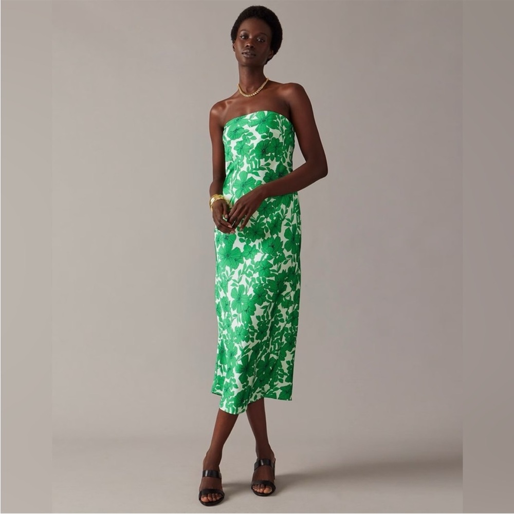 NWT JCREW COLLECTION strapless slip dress in greenhouse floral print